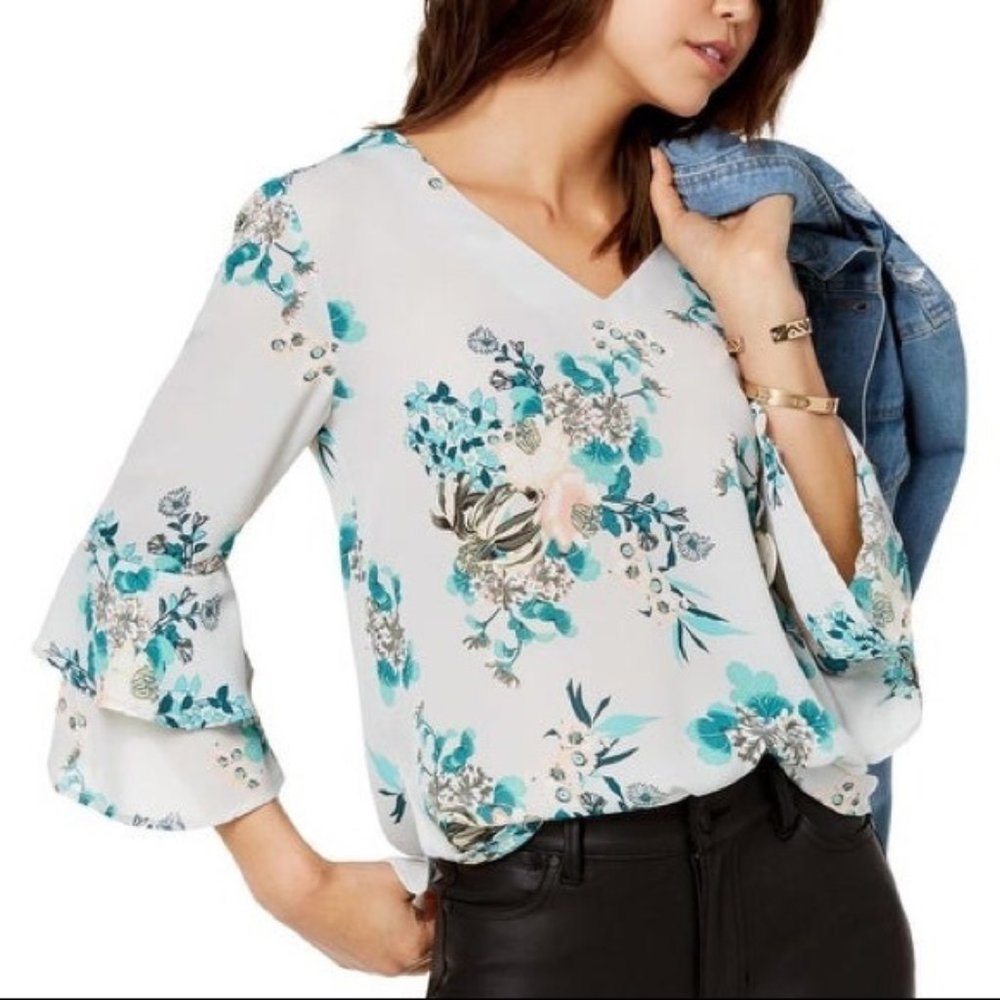 Blue Floral Boho Top Seven Sisters Anthro